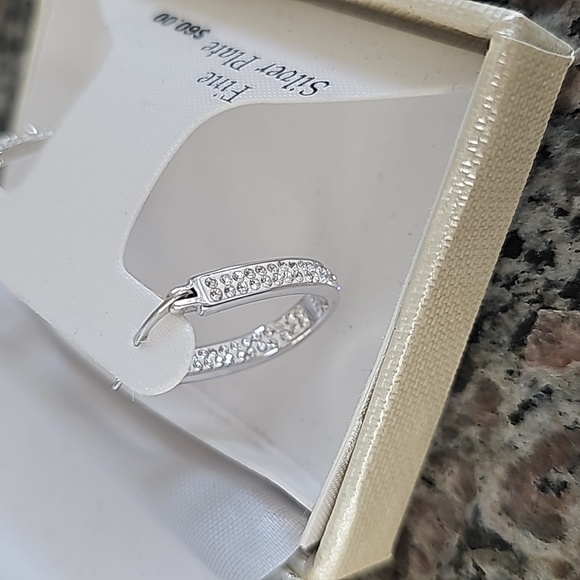 Chrystina Silver Hoop Earrings - Picture 3 of 7